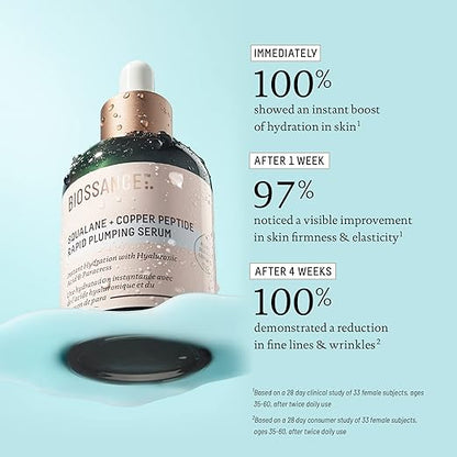 Biossance Squalane + Copper Peptide Rapid Plumping Serum – Instant Hydrating Face Serum for Firming &amp; Fine Lines