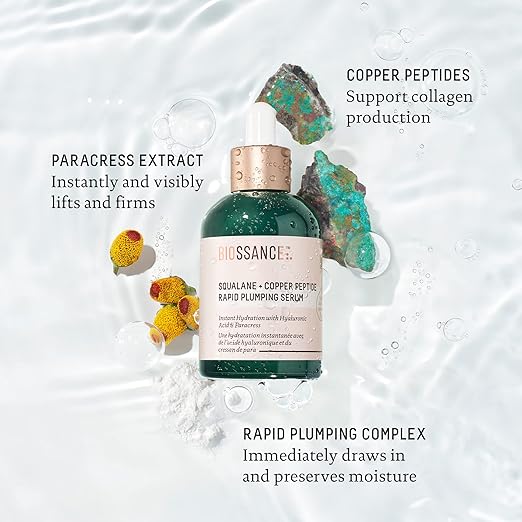 Biossance Squalane + Copper Peptide Rapid Plumping Serum – Instant Hydrating Face Serum for Firming &amp; Fine Lines