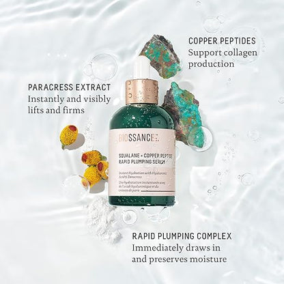 Biossance Squalane + Copper Peptide Rapid Plumping Serum – Instant Hydrating Face Serum for Firming &amp; Fine Lines
