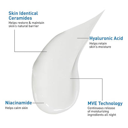 CeraVe PM Facial Moisturizing Lotion – Ultra-Lightweight Night Cream – 3 oz