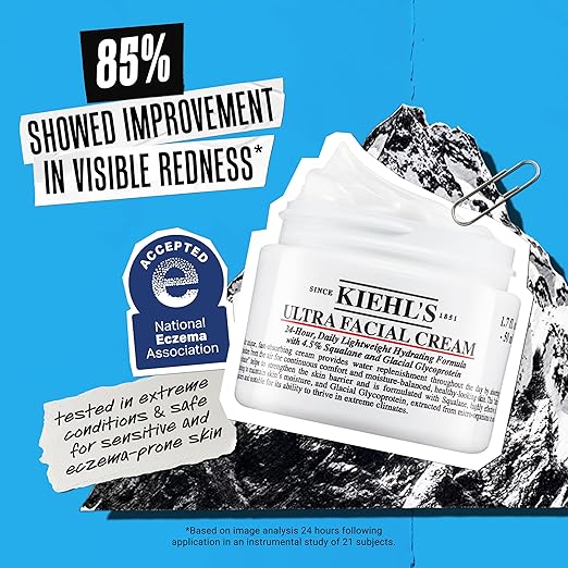 Kiehl’s Ultra Facial Cream – 24-Hour Daily Face Moisturizer with 4.5% Squalane – Hydrating &amp; Barrier-Strengthening Cream – 50mL