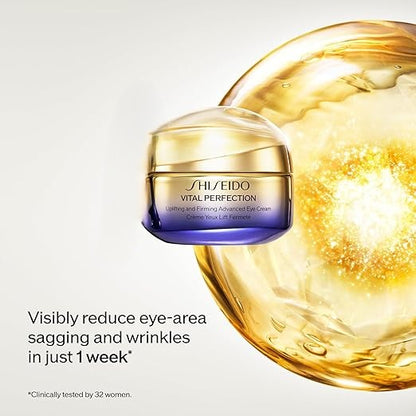 Shiseido Vital Perfection Uplifting and Firming Advanced Eye Cream – 15mL – Anti-Wrinkle & Dark Circle Treatment with Massage Roller